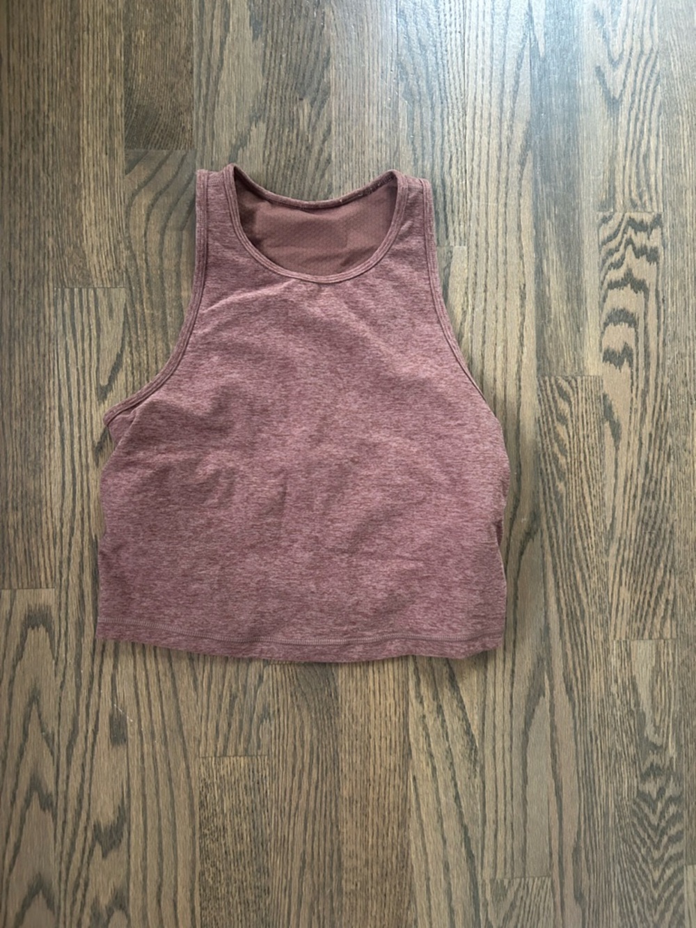 Heathered Mauve Cropped High-Neck Tank Top
